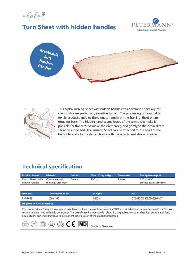 Data Sheet Turn Sheet with grips